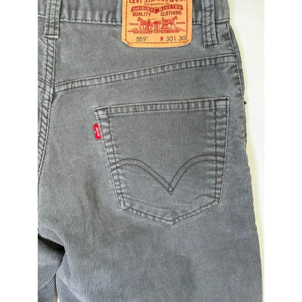 Levi’s 559 Relaxed Straight Gray Corduroy Pants Men’s 30x30 Classic Fit